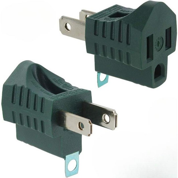 Katzco 3 prong To 2 prong Grounding Adapter 2 Piece For Wall Outlets