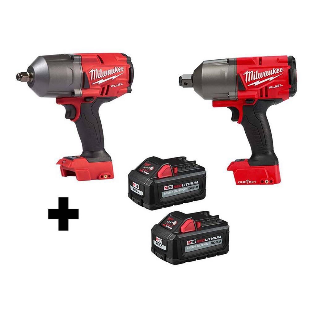 MW M18 FUEL 18V 12 in. Lithium-Ion Brushless Impact Wrench  ONE-KEY 34 in. Impact Wrench with (2) 6.0Ah Batteries 2767-20-2864-20-48-11-1862