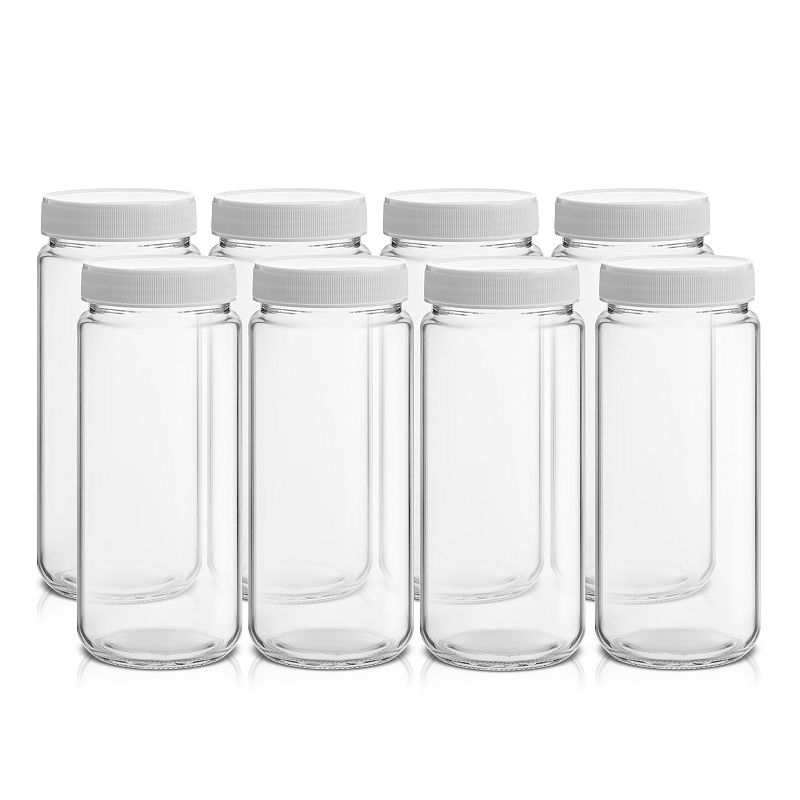 JoyJolt 8-Piece Reusable Glass Juice Bottles with Lids