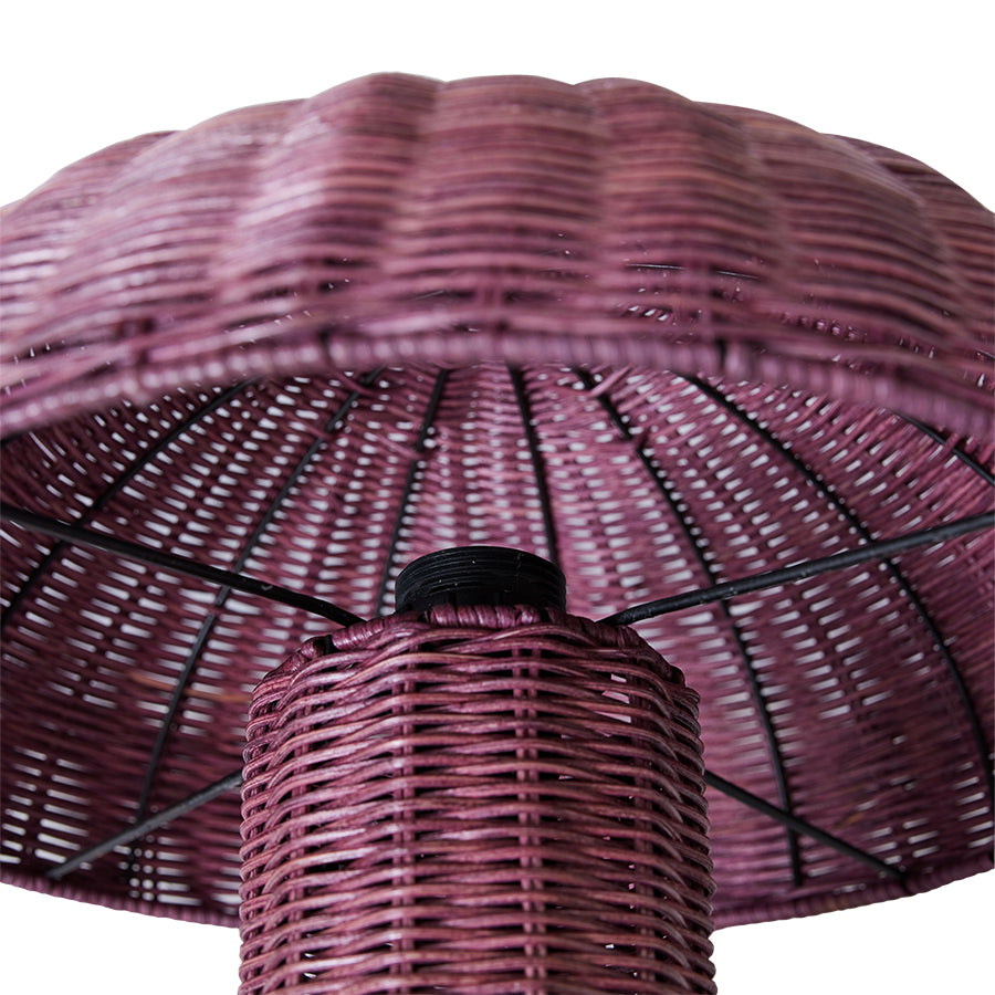 Rattan mushroom table lamp Burgundy