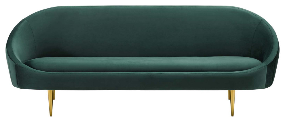 Modway Sublime Vertical Curve Back Performance Velvet Sofa in Green/Gold   Midcentury   Sofas   by Homesquare  Houzz