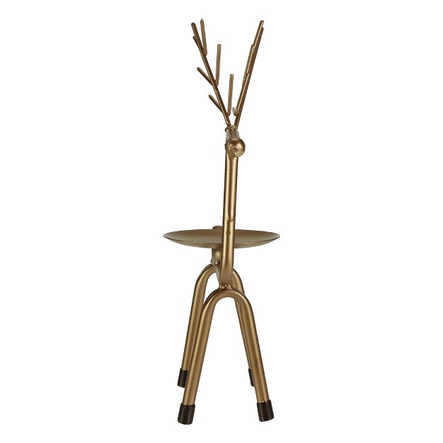 Small Bronze Reindeer Christmas Pillar Candle Holder