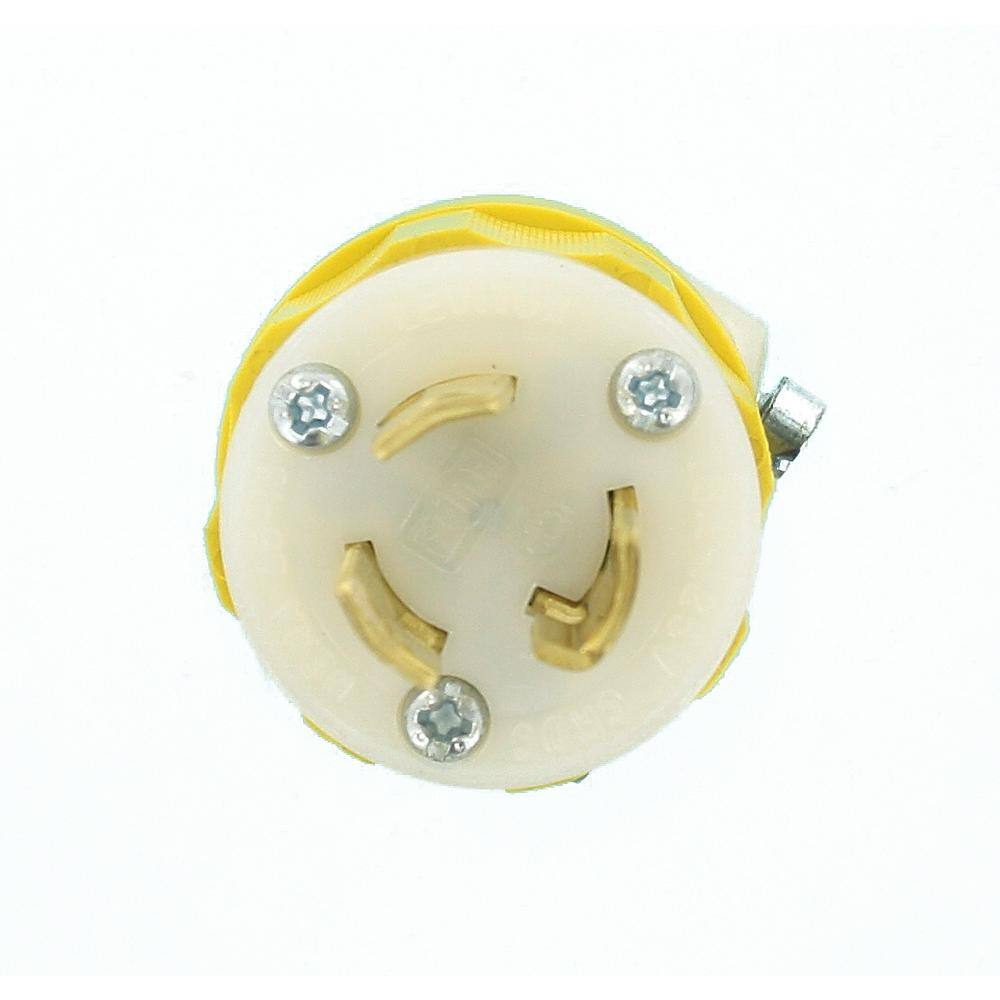 Leviton 15 Amp 125-Volt Locking Grounding Plug YellowWhite 4720-CY