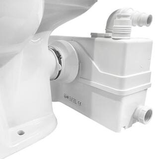 LIFT ASSURE Rear Outlet P-Trap Macerating 3-piece 1.28 GPF Dual Flush Round Toilet in White Seat Included Plus 1HP Pump LARound