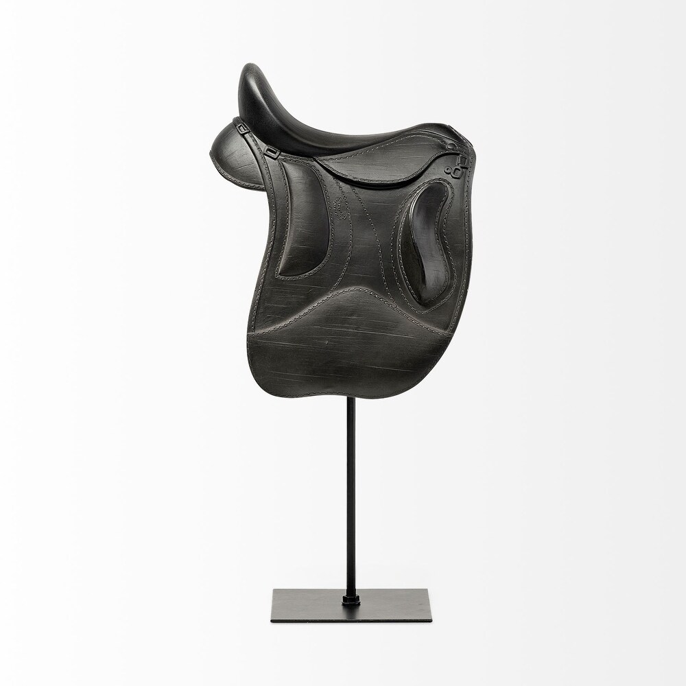 Black Horse Saddle Sculpture