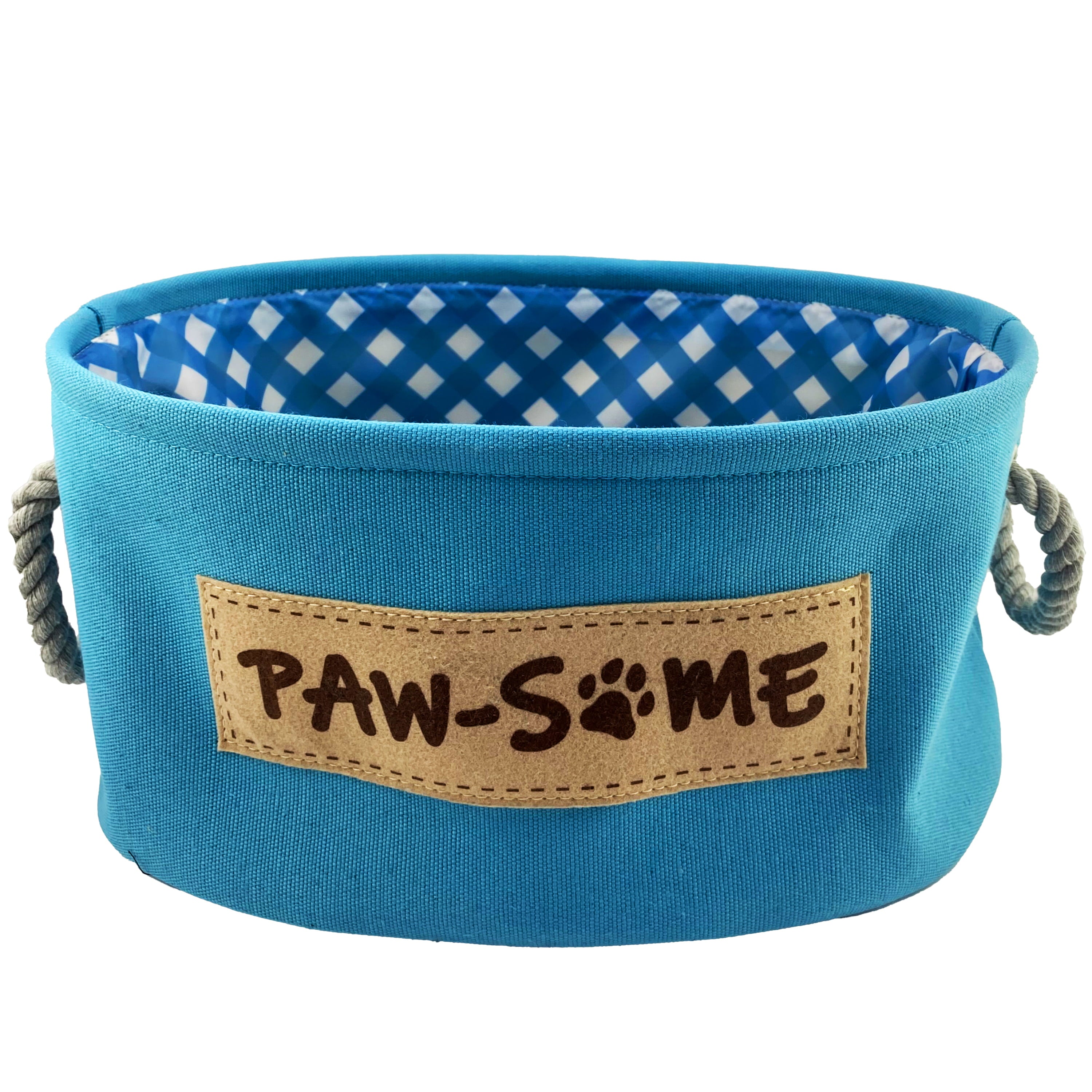 Posh Paws Large Pet Storage Bin 14'' x 10''.  Perfect Canvas Bin for Cat or Dog Toys and Accessories. Canvas Storage Bin 