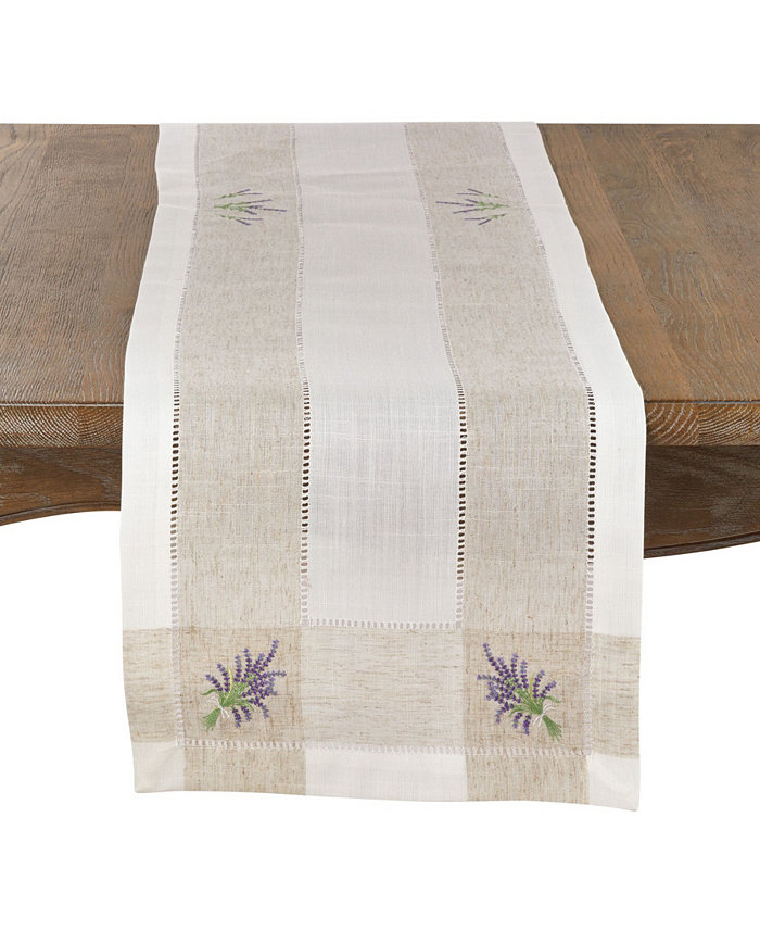 Saro Lifestyle Lavender Embroidery Hemstitch Runner