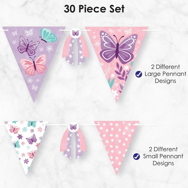 Big Dot Of Happiness Beautiful Butterfly Diy Floral Baby Shower Or Birthday Party Pennant Garland Decoration Triangle Banner 30 Pieces