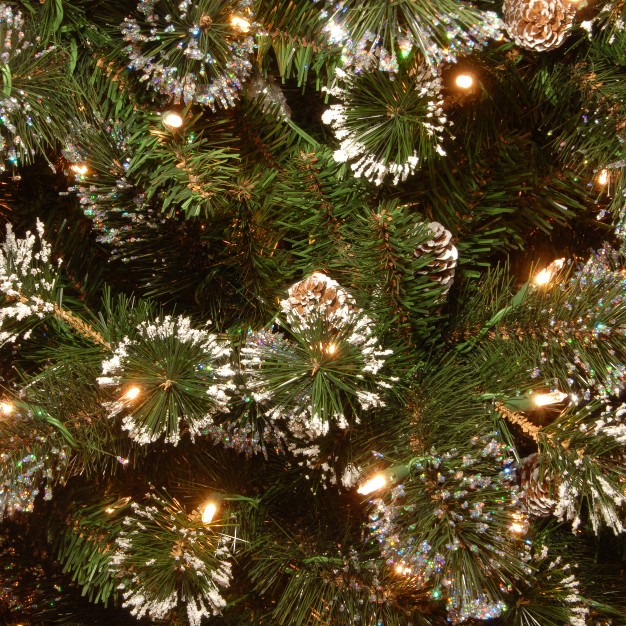 National Tree Company 7.5 Ft. Glittery Pine Slim Tree With Clear Lights