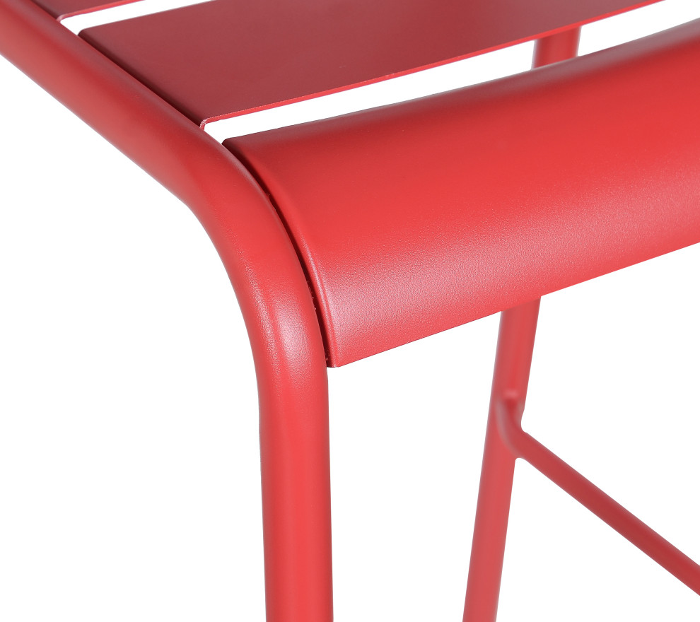 Dana Stackable Outdoor Patio Barstool  Frosted Red  Set of 4   Contemporary   Outdoor Bar Stools And Counter Stools   by Taiga Furnishings  Houzz