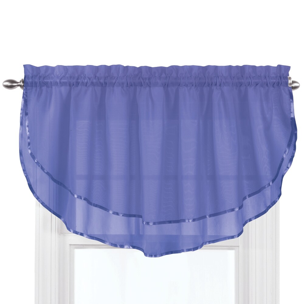 Elegance Sheer Fabric Rod Pocket Top Ascot Window Valance   7.000 x 5.750 x 1.250