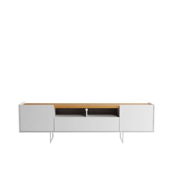 Winston 70.86 TV Stand in White and Cinnamon