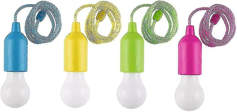 4 Pack，led Pull Cord Light Bulb，haning String Light，portable Hanging Battery Operated Camp