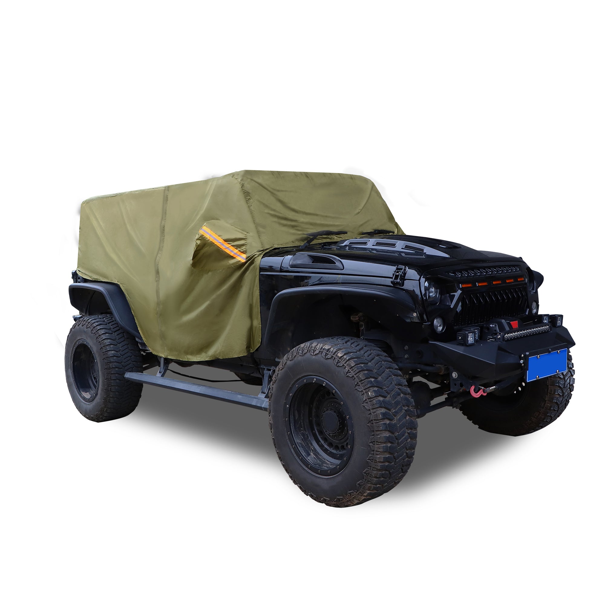 Unique Bargains SUV Cab Car Cover for Jeep Wrangler JK JL Hardtop 4 Door 07-21 Sun Protection 210D Oxford Zipper Green