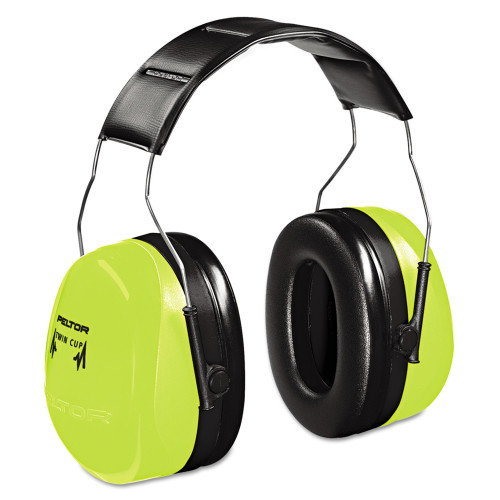 3M Peltor Optime 105 Hi-Viz Earmuffs， 30 dB NRR， Hi-Viz Green (H10AHV)