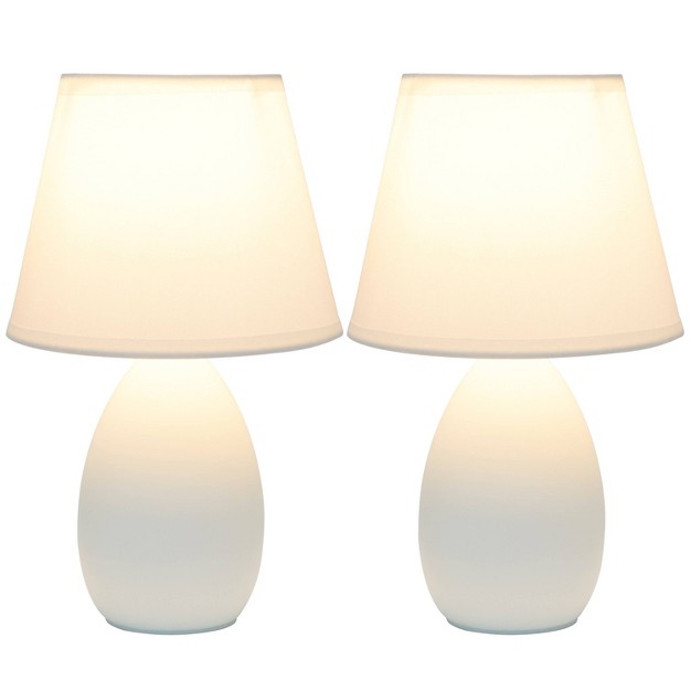 Petite Ceramic Oblong Bedside Table Desk Lamps With Matching Tapered Drum Shade Creekwood Home