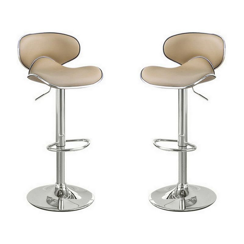 Modish Bar Stool With Gas Lift Brown And Silver Set of 2