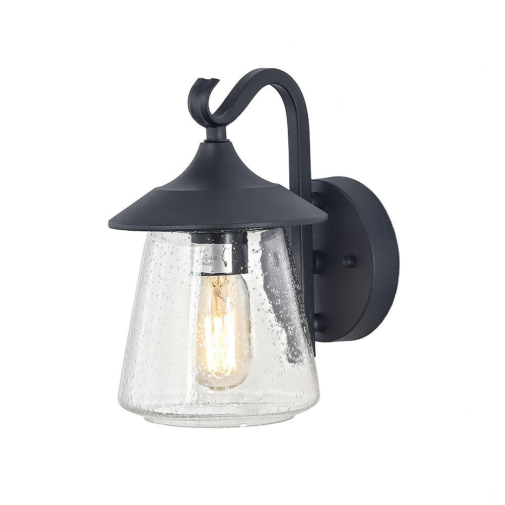 LNC Farmhouse Outdoor Wall Light with Clear Seeded Glass,Black Wall Sconce