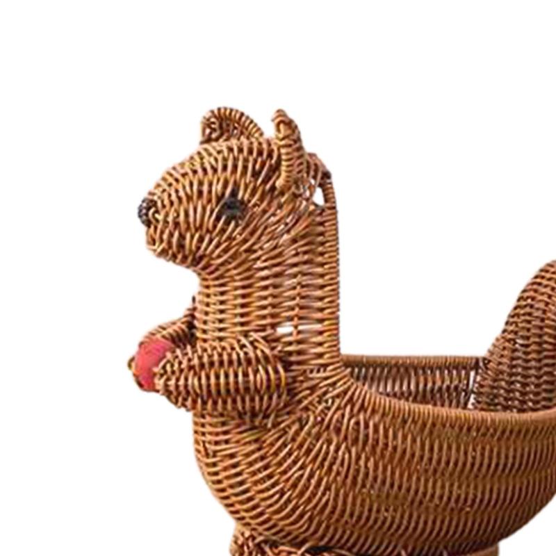 Handmade Basket Cute Animals Shaped Baskets Food Bread Camping Picnic Basket Fruit Storage Basket - Squirrel