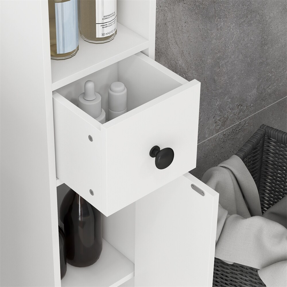 Tall Bathroom Storage Cabinet Narrow Toilet Cabinet，Adjustable Shelves