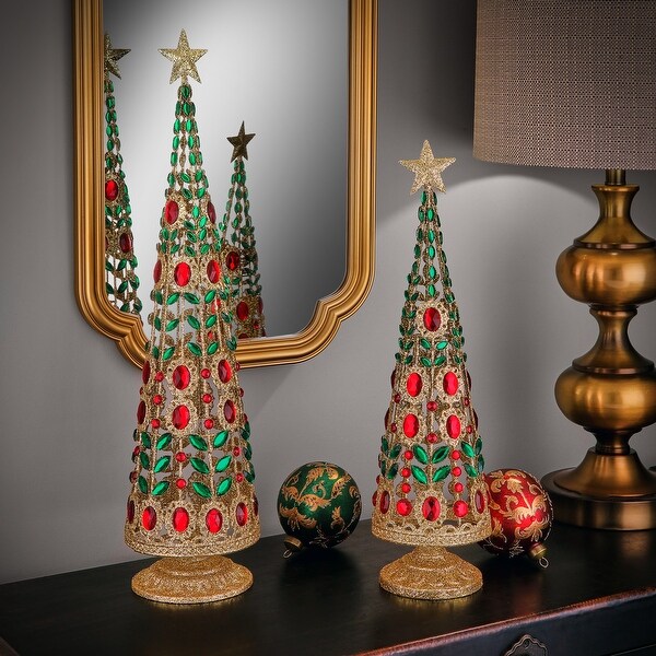 1924 Wire Jeweled Tree Set of 2