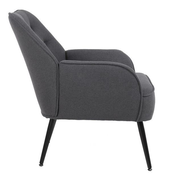 Modern Linen Upholstered Armchair With Metal Legs Modernluxe