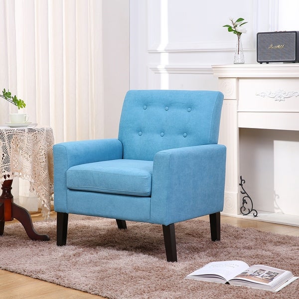 Button Tufted Upholstered Arm Chairs Comfy Reading Accent Chairs Sofa with Resilient Sponge Cushions， for Living Room， Bedroom