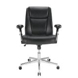 Densey Bonded Leather Mid-Back Manager's Chair， Black/Silver， BIFMA Certified