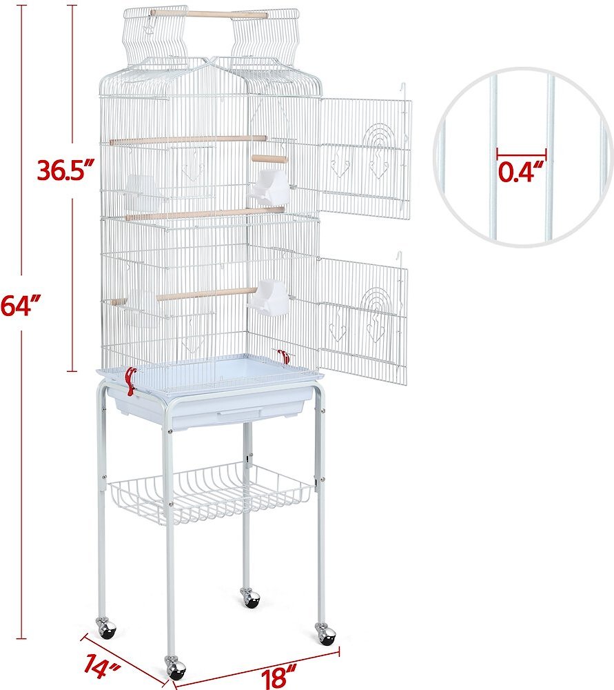 Yaheetech 64-in Open Top Metal Parrot Cage with Detachable Rolling Stand