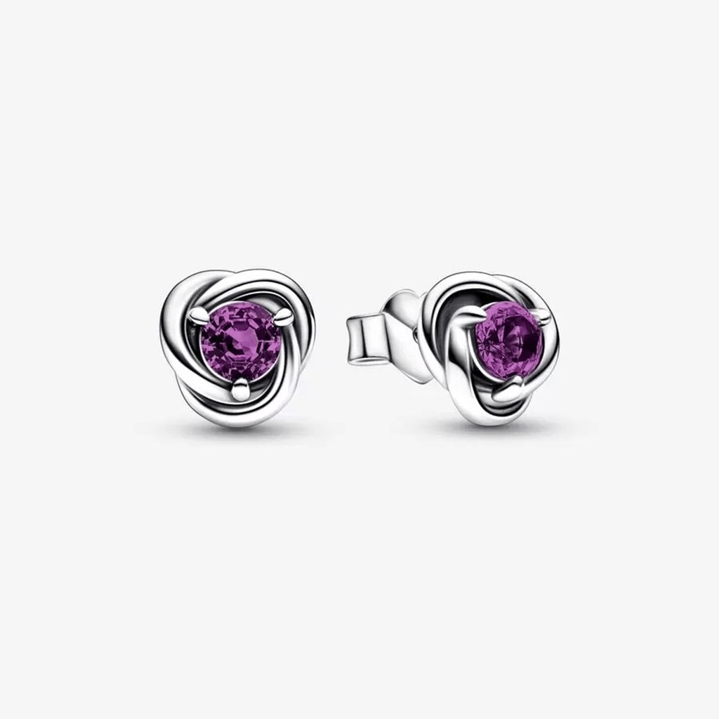 PANDORA  February Purple Eternity Circle Stud Earrings