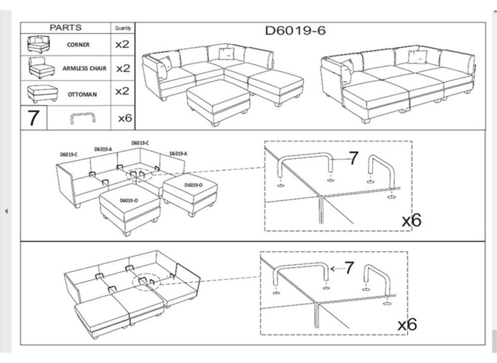 Catania Contemporary 6Pc Modular Reversible Sectional Sofa in Gray Velvet   Transitional   Sectional Sofas   by Homesquare  Houzz