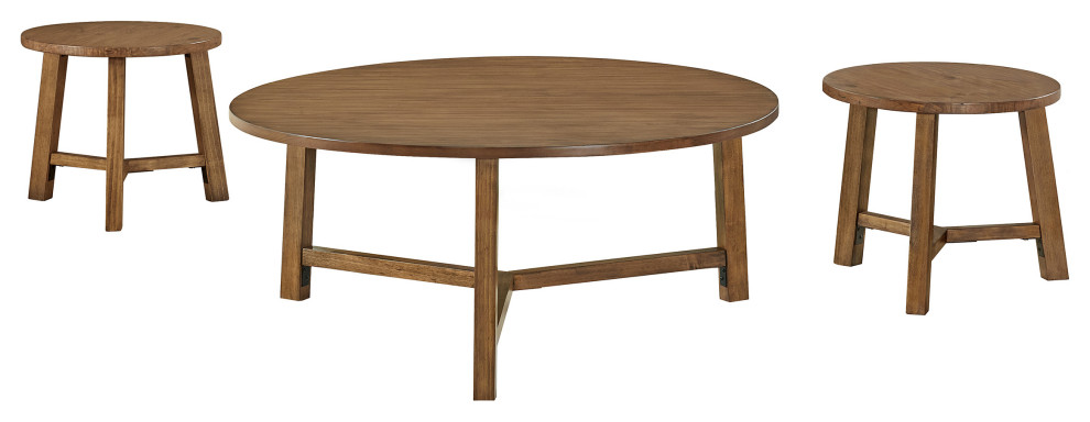 Alaterre Newbury Coffee and End Tables Set  Pecan   Modern   Living Room Furniture Sets   by Trademark Global  Houzz