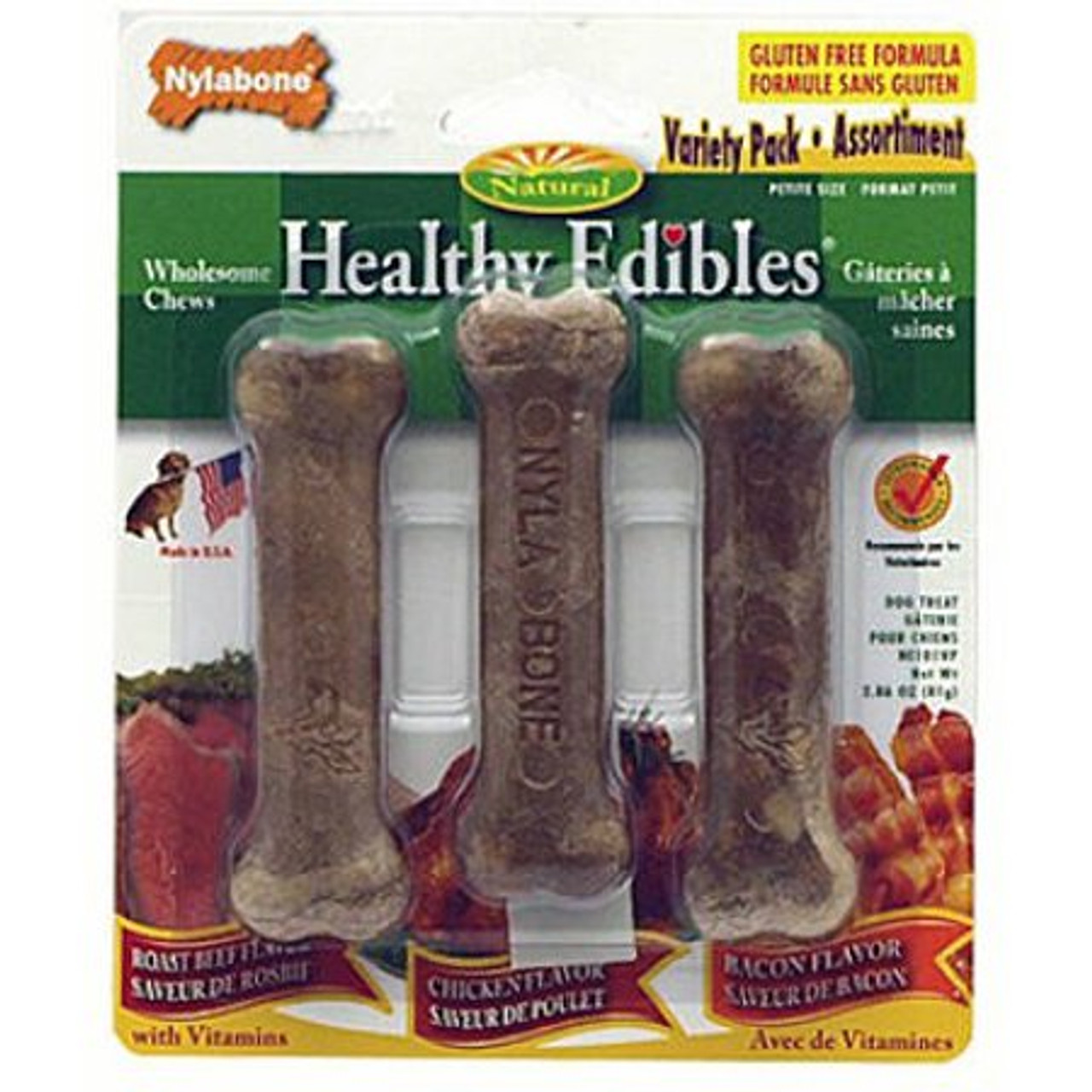 Nylabone Healthy Edibles Longer Lasting Variety Pack Dog Bone Treats