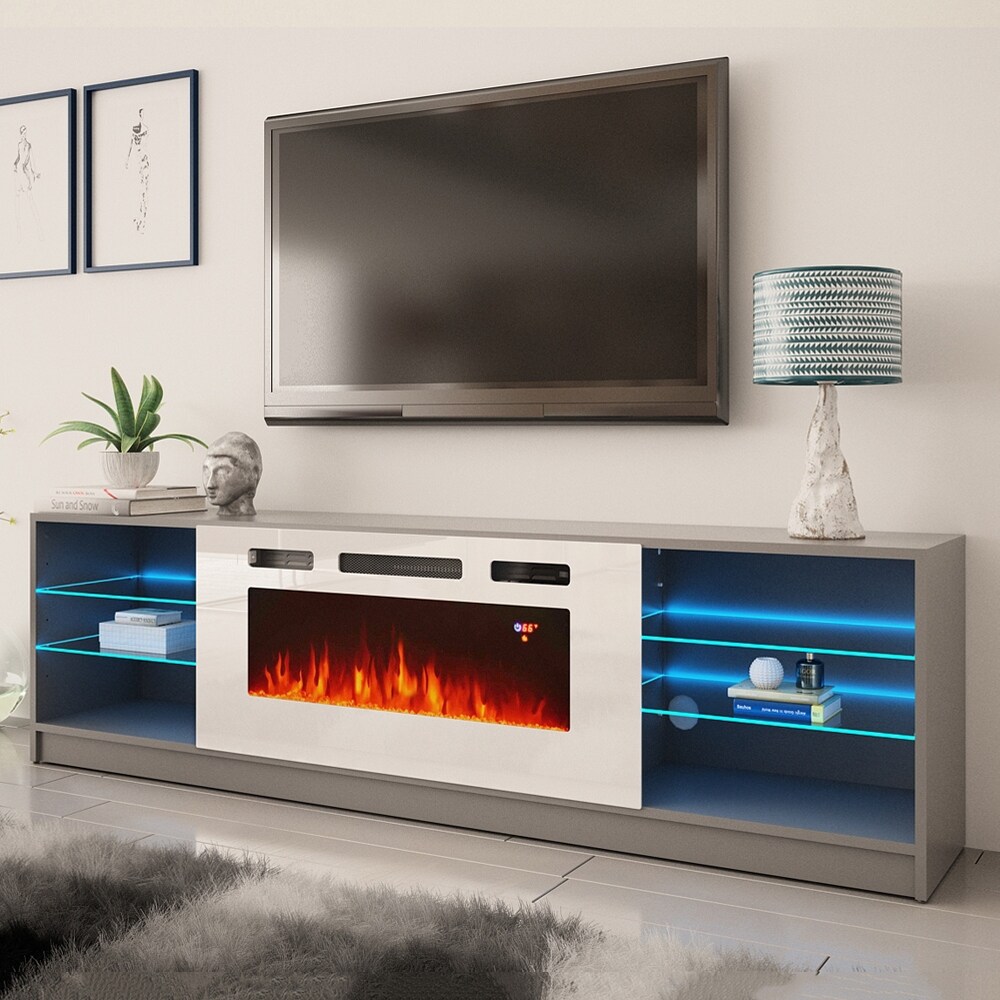 Boston WH01 79 inch Modern Electric Fireplace TV Stand