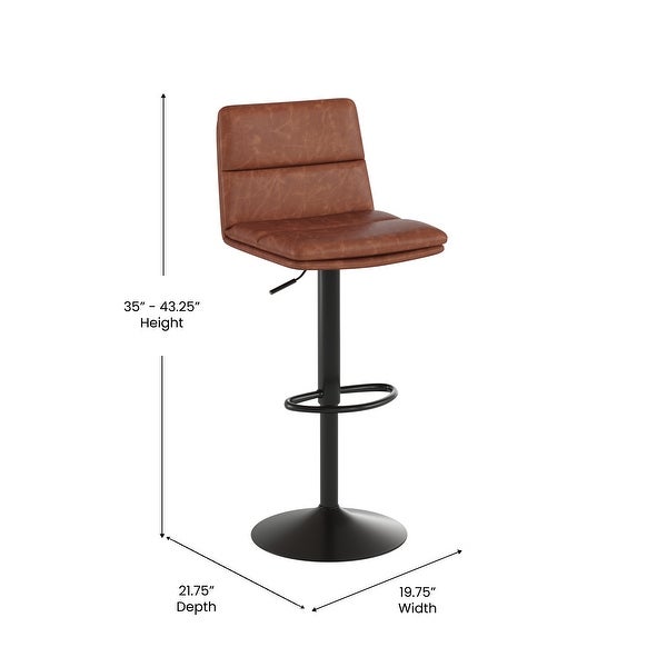 Set of 2 Commercial Armless Adjustable Height Barstools