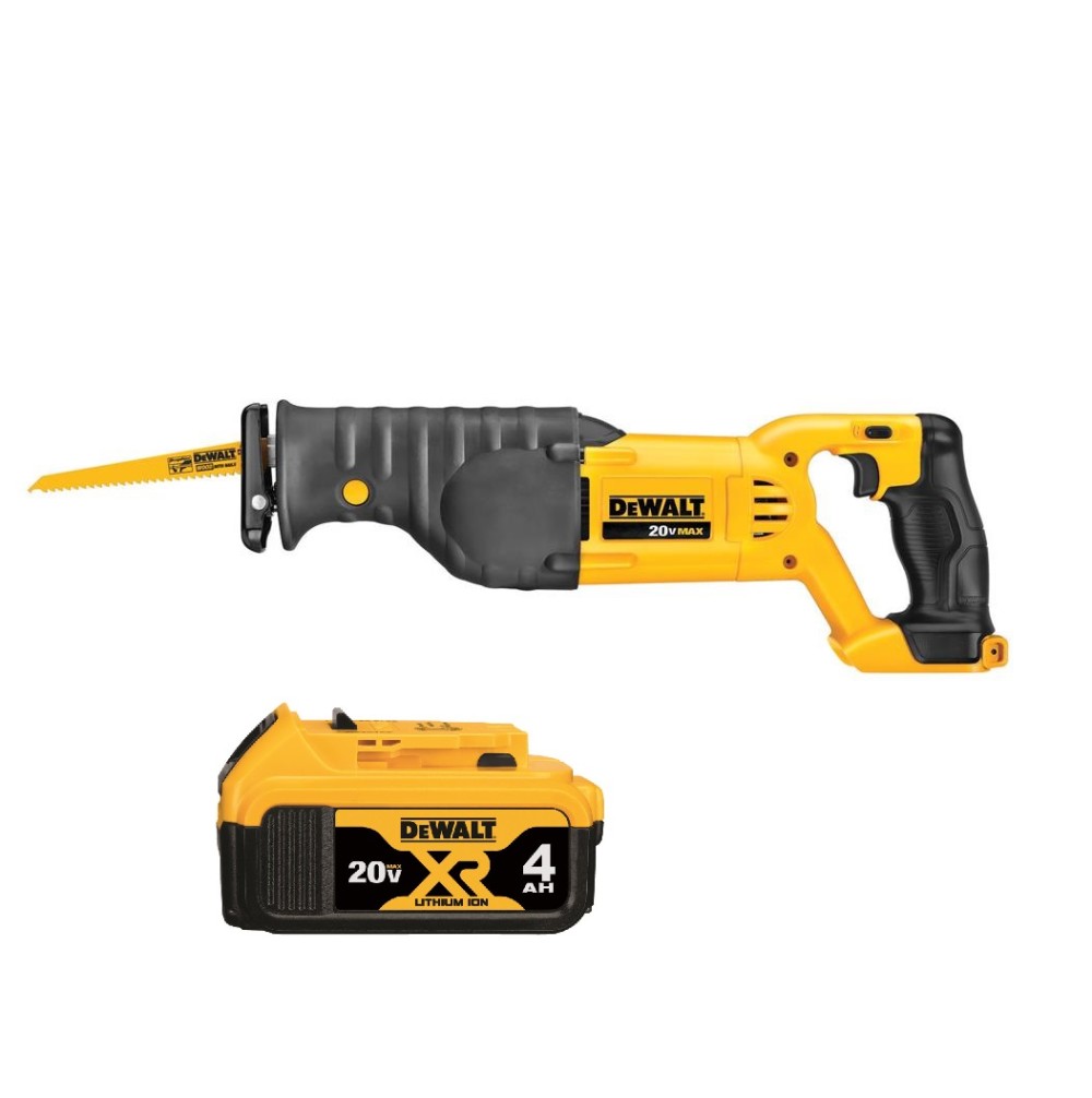 DEWALT 20V Max Reciprocating Saw with Premium XR Lithium Ion 4Ah Battery Pack Bundle