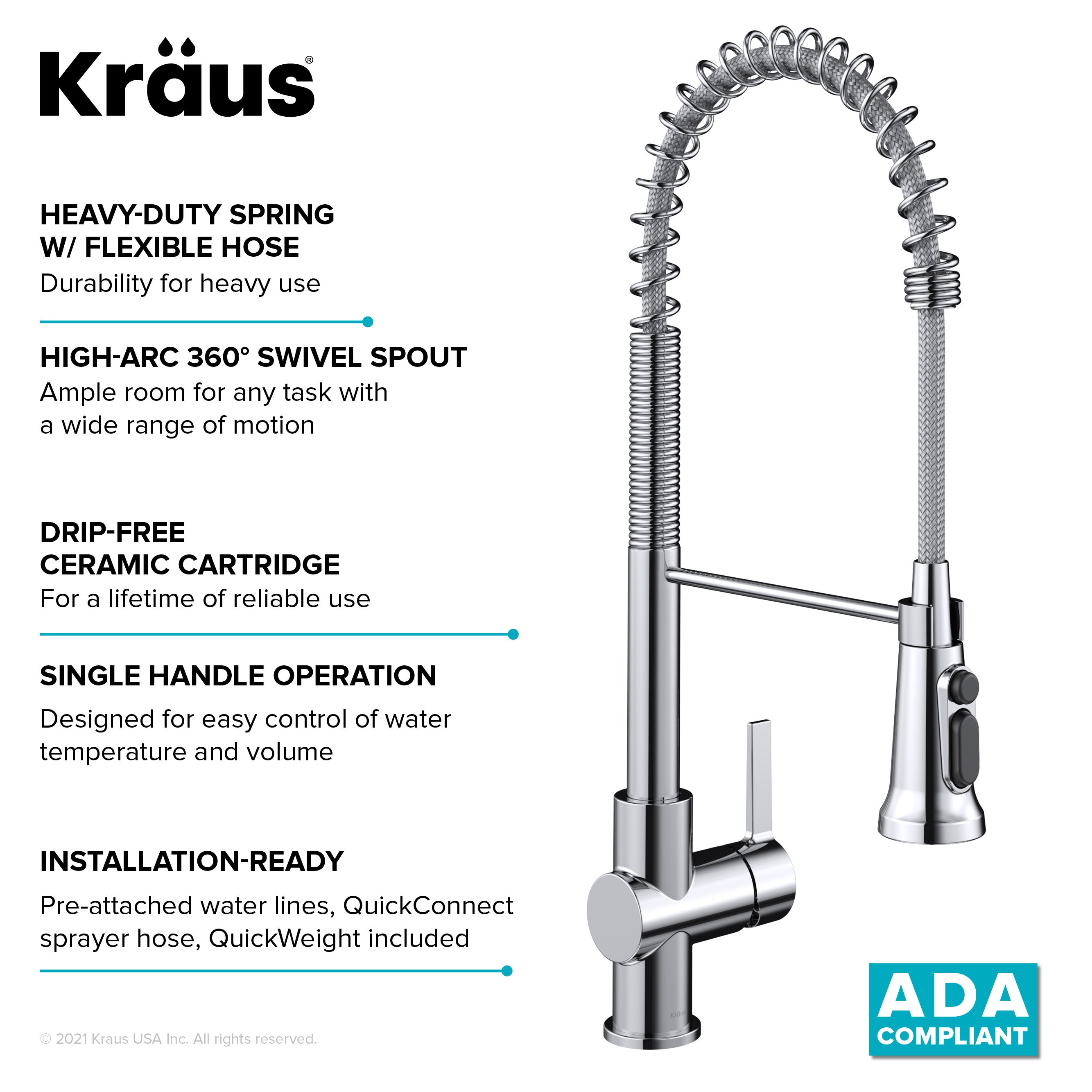 Kraus Britt 2-in-1 Commercial Style Pull-Down Single Handle Water Filter Kitchen Faucet for Reverse Osmosis or Water Filtration System in Chrome