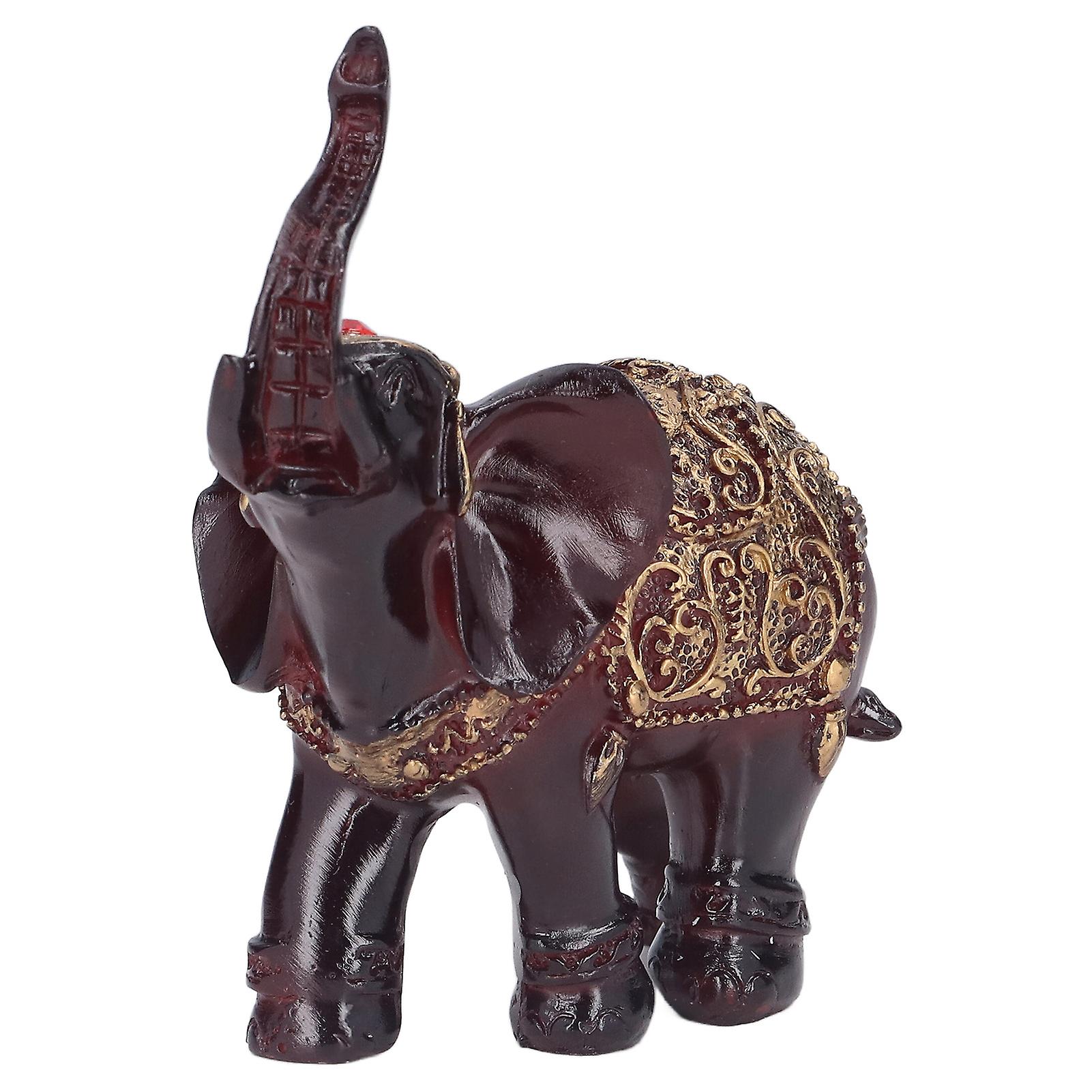 Elephant Figurines Durable Resin Delicate Texture Retro Style Symbolize Power Good Luck Prosperity Elephant Statue