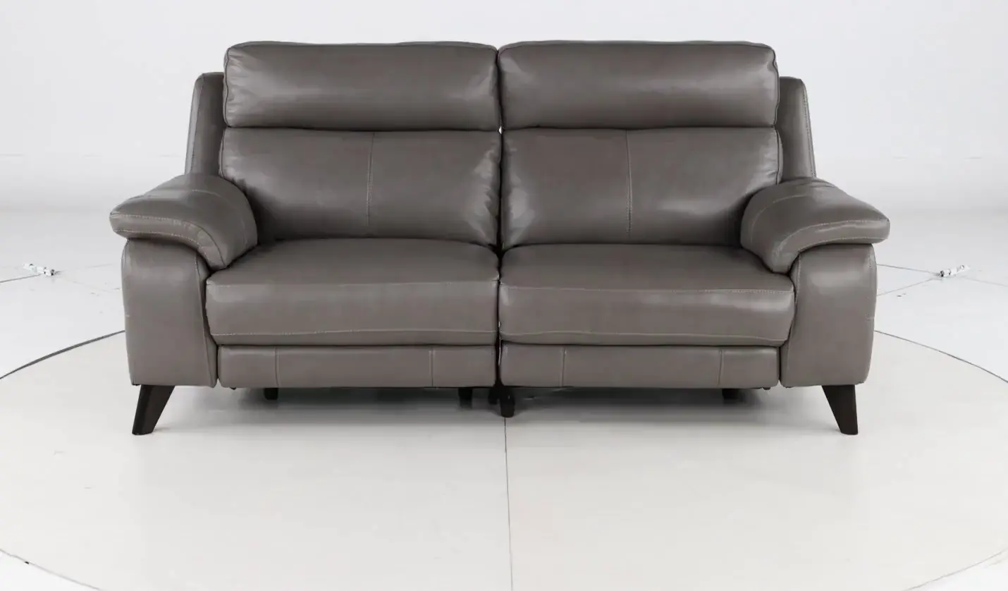 Venice Gray Leather-Match Power Reclining Loveseat