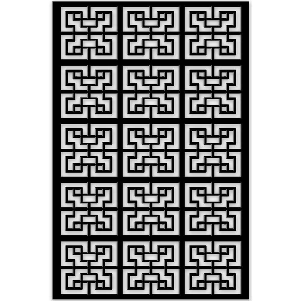 Acurio Latticeworks Chinese Maze 4 ft. x 32 in. Black Vinyl Decorative Screen Panel 4832PVCBK-CH2