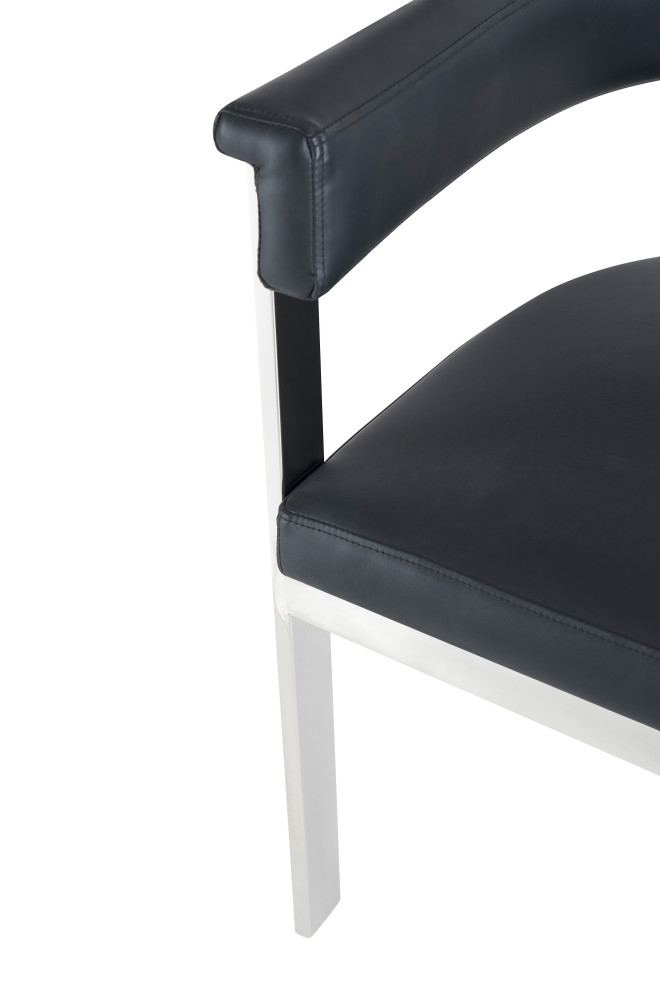 Modrest Pontiac Modern Black Vegan Leather and Stainless Steel Dining Chair   Contemporary   Dining Chairs   by Vig Furniture Inc.  Houzz