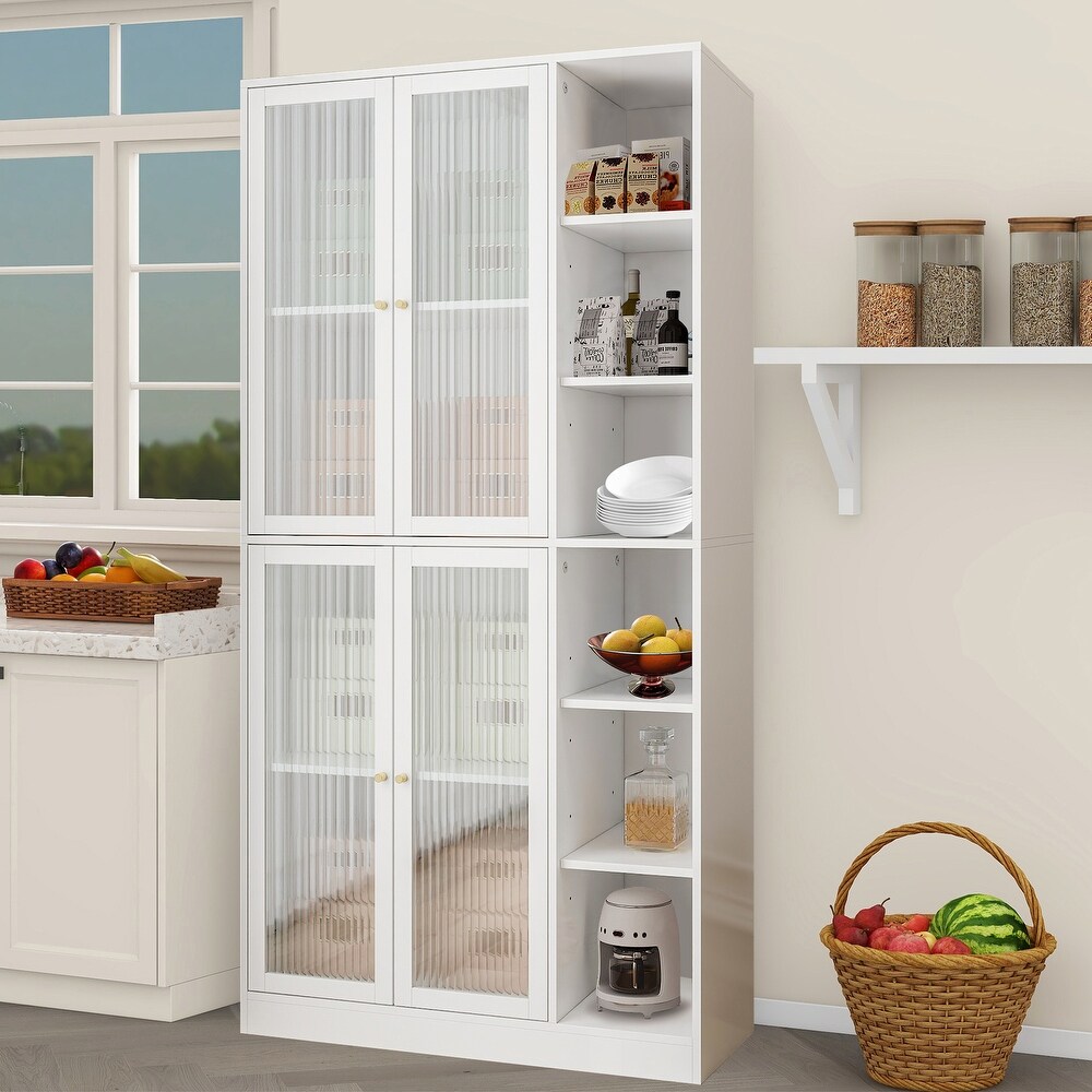 Tall Kitchen Pantry Cabinet with Doors and Adjustable Shelves