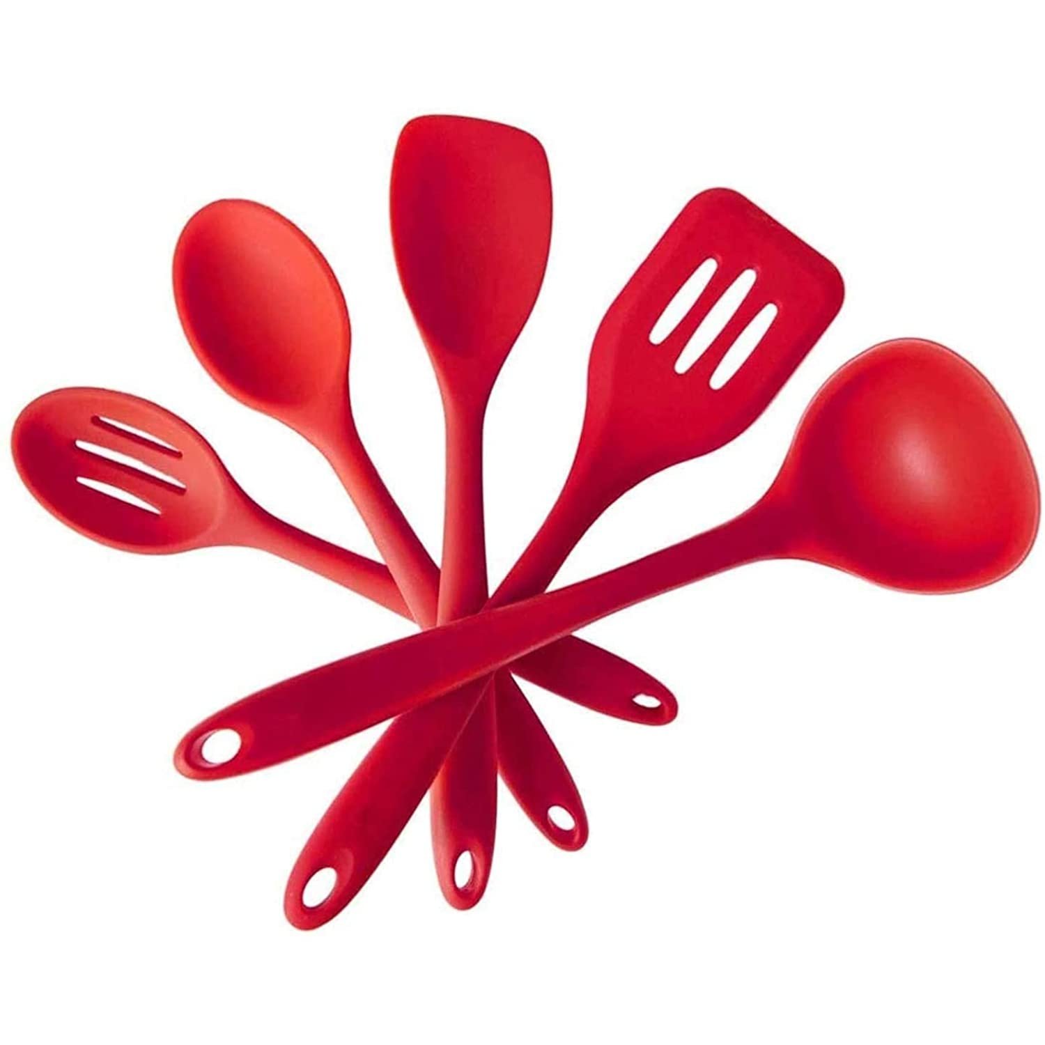 Silicone Kitchen Utensil Set， 5-Piece， With Solid Nylon Core， Heat Resistant， Perfect For Cooking