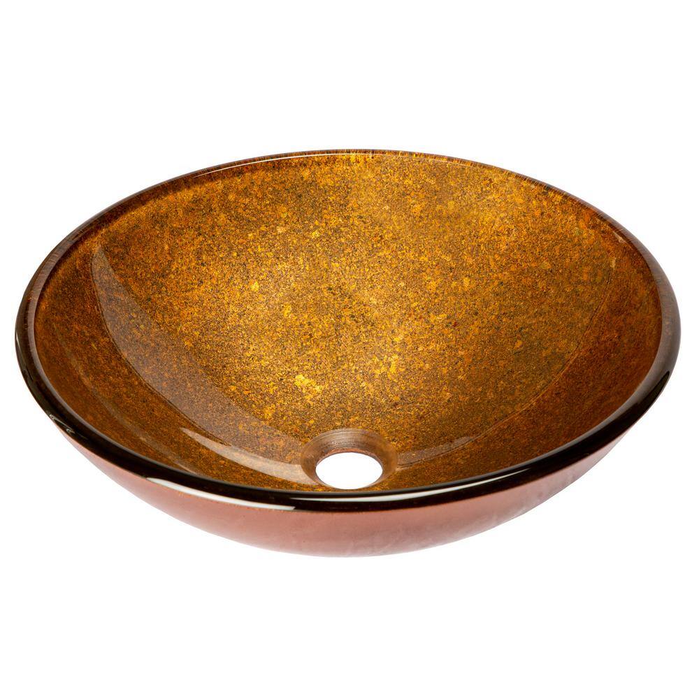 Eden Bath Speckled Bronze Round Glass Vessel Sink EB_GS75