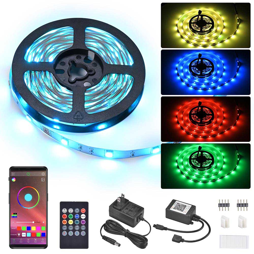 Yescom 16ft LED Strip Light Bluetooth App Music Remote Multi-Color