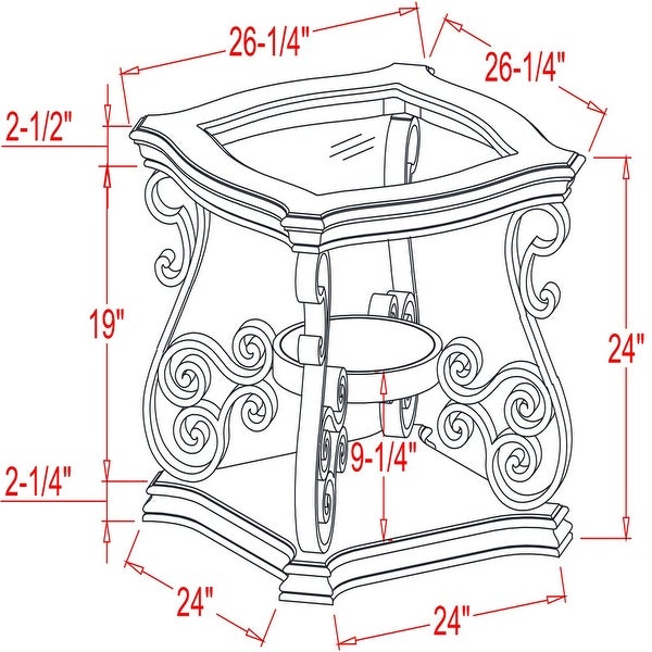 End table， Glass table top， MDF，marble paper middle shelf， metal legs