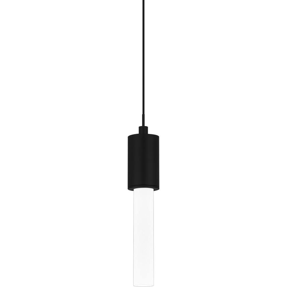 Hampton Bay Bellingham 8-Watt Matte Black Integrated LED Mini Pendant with Acrylic Shade HD7972C1