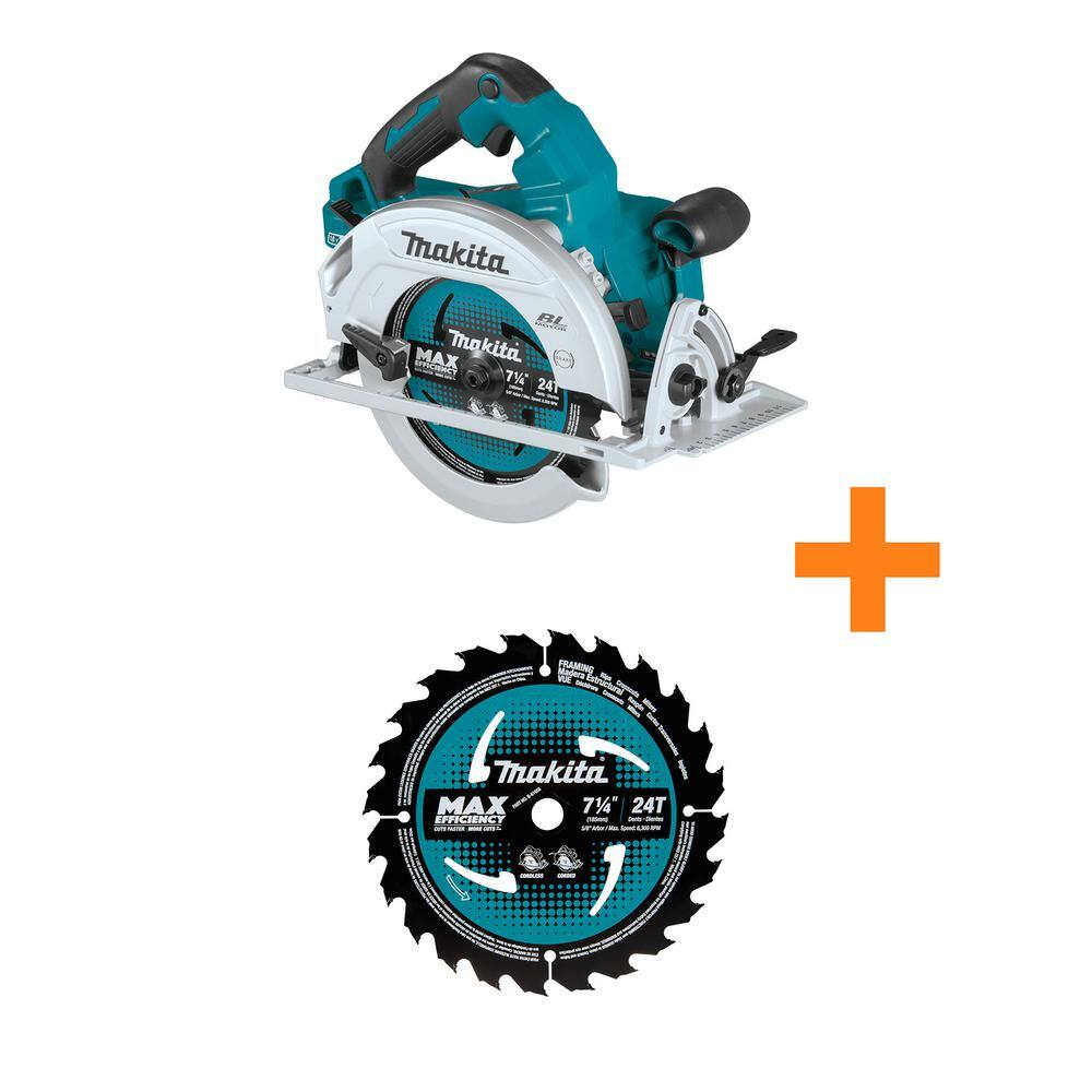 Makita 18V X2 LXT (36V) Brushless Cordless 7.25 in. Circular Saw (Tool-Only) wBonus 7.25 in. Carbide-Tipped Saw Blade XSH06Z-B61656