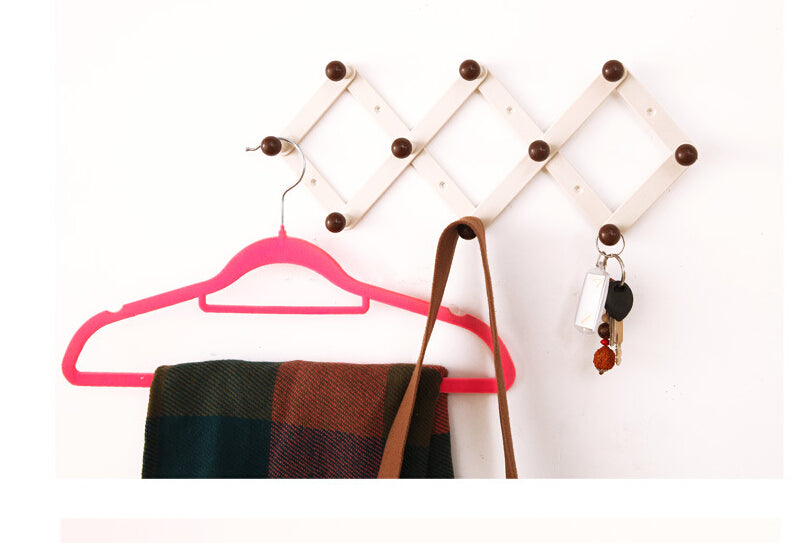 Expandable Wooden Hanging Rack for Hat， Coat， Keys，Bags，Coffee Mugs Wall Rack