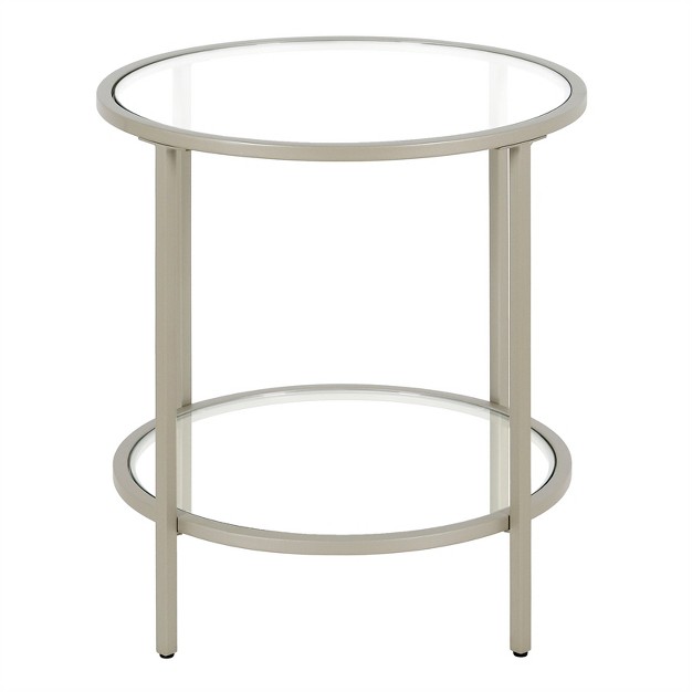 20 Inches Satin Nickel Metal glass Side Table Henn amp hart